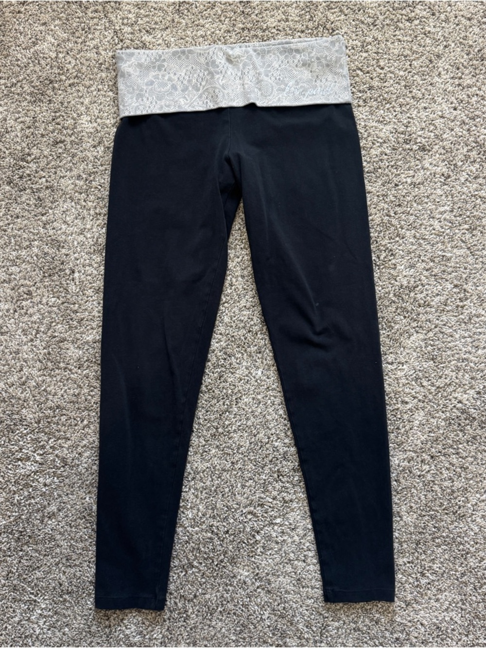 VS black lace Leggings with Fold-Over Waist